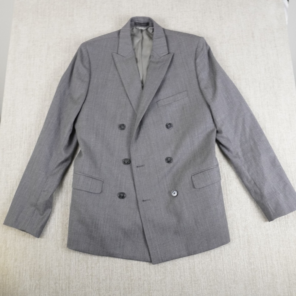 Calvin Klein Extreme Slim Fit Blazer Mens 42R 100% Wool Grey Double Breasted